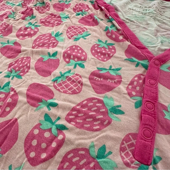 Little Sleepies size Large Sweet Strawberries Short Sleeve Pajama Top Bamboo - Picture 4 of 7
